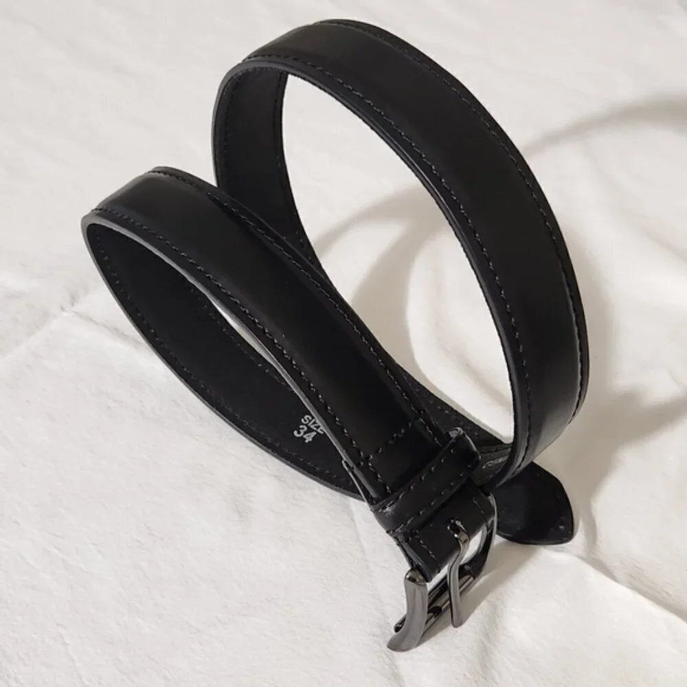 Dickies Men's Black Genuine Leather Adjustable Clasp Metal Buckle Belt SZ 34